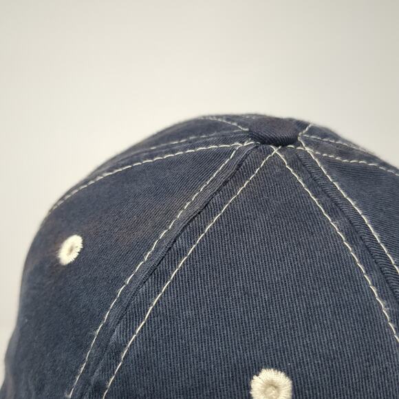 FOX Strapback Hat Blue One Size Adjustable Spell Out Solid Vent Holes - Picture 7 of 10